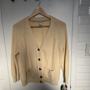 Vintage cozy Women's forever 21 Cream Cardigan button up Sweater